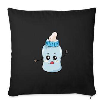 Cadeau de naissance au biberon - Housse de coussin décorative 45 x 45 cm - noir - Devant