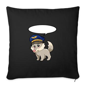 Pilot Wolf - Sofa pillowcase 17,3'' x 17,3'' (45 x 45 cm) - black - Front