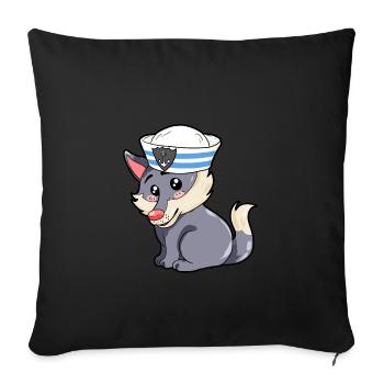 Matelot Loup - Housse de coussin décorative 45 x 45 cm - noir - Devant