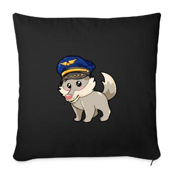 Pilot Wolf - Sofa pillowcase 17,3'' x 17,3'' (45 x 45 cm) - black - Front