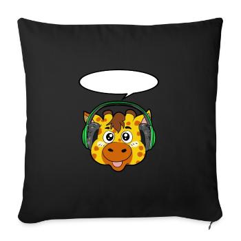 Giraffe with headphones - Sofa pillowcase 17,3'' x 17,3'' (45 x 45 cm) - black - Front