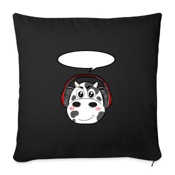 Cow with headphones - Sofa pillowcase 17,3'' x 17,3'' (45 x 45 cm) - black - Front