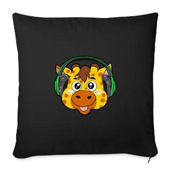 Giraffe with headphones - Sofa pillowcase 17,3'' x 17,3'' (45 x 45 cm) - black - Front