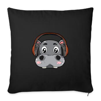 Hippopotames avec écouteurs - Housse de coussin décorative 45 x 45 cm - noir - Devant