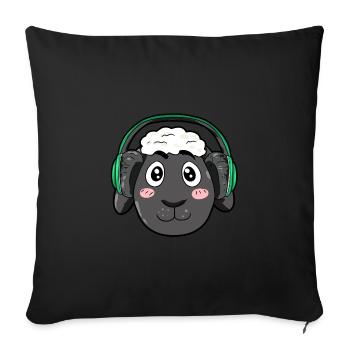 Sheep with headphones - Sofa pillowcase 17,3'' x 17,3'' (45 x 45 cm) - black - Front