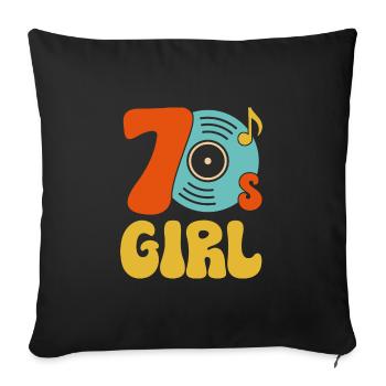 70s Fille 70s Fille Hippie - Housse de coussin décorative 45 x 45 cm - noir - Devant