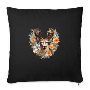 Remplacement dirndl cerf bois cerf cerf - Housse de coussin décorative 45 x 45 cm - noir - Devant