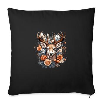 Remplacement dirndl cerf bois cerf cerf - Housse de coussin décorative 45 x 45 cm - noir - Devant