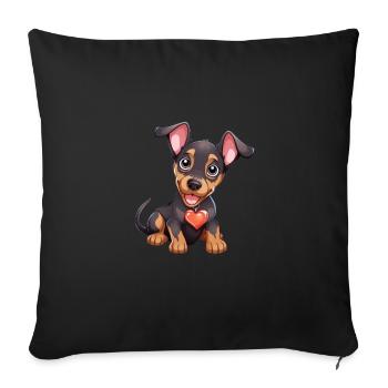 Dog Lover Dobermann Pinscher Hund Valentinstag - Sofakissenbezug 45 x 45 cm - Schwarz - Vorne