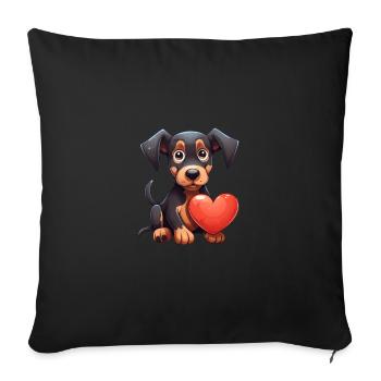 Dog Lover Dobermann Pinscher Hund Valentinstag - Sofakissenbezug 45 x 45 cm - Schwarz - Vorne