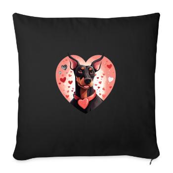 Dog Lover Dobermann Pinscher Hund Valentinstag - Sofakissenbezug 45 x 45 cm - Schwarz - Vorne