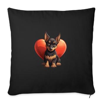 Dog Lover Dobermann Pinscher Hund Valentinstag - Sofakissenbezug 45 x 45 cm - Schwarz - Vorne