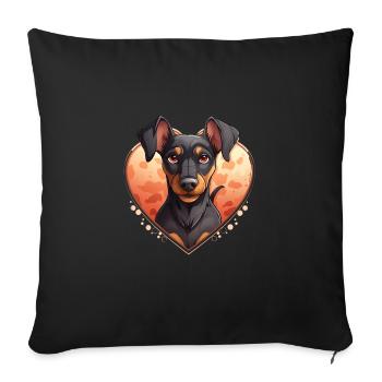 Dog Lover Dobermann Pinscher Hund Valentinstag - Sofakissenbezug 45 x 45 cm - Schwarz - Vorne
