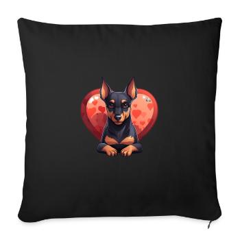 Dog Lover Dobermann Pinscher Hund Valentinstag - Sofakissenbezug 45 x 45 cm - Schwarz - Vorne