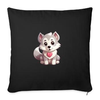 Husky chien amant maman et papa Saint-Valentin - Housse de coussin décorative 45 x 45 cm - noir - Devant