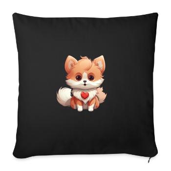 Poméranie chien maman Saint-Valentin - Housse de coussin décorative 45 x 45 cm - noir - Devant