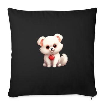 Poméranie chien maman Saint-Valentin - Housse de coussin décorative 45 x 45 cm - noir - Devant