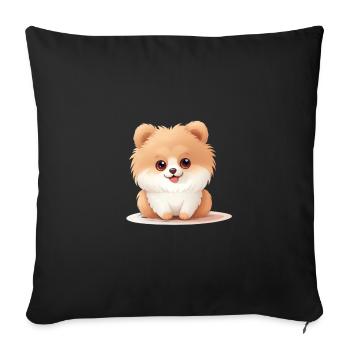 Poméranie chien maman Saint-Valentin - Housse de coussin décorative 45 x 45 cm - noir - Devant