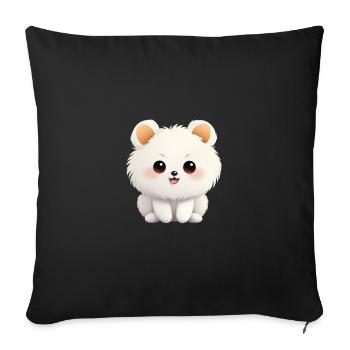 Poméranie chien maman Saint-Valentin - Housse de coussin décorative 45 x 45 cm - noir - Devant