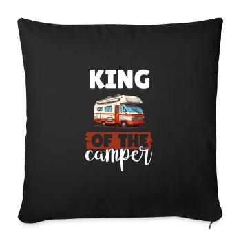 Camping-car pour amateurs de camping pour l’extérieur - Housse de coussin décorative 45 x 45 cm - noir - Devant