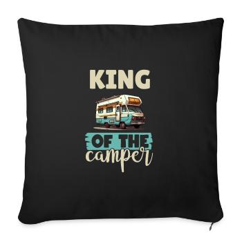 Camping-Liebhaber Wohnmobil für den Außenbereich - Sofakissenbezug 45 x 45 cm - Schwarz - Vorne