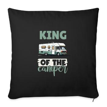 Camping-Liebhaber Wohnmobil für den Außenbereich - Sofakissenbezug 45 x 45 cm - Schwarz - Vorne