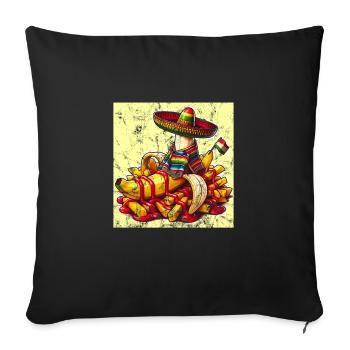 Cinco de Mayo Banane mit Ketchup und Pommes - Sofakissenbezug 45 x 45 cm - Schwarz - Vorne