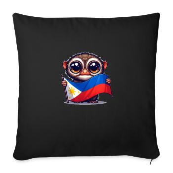 Tarsier with Philippine flag - Sofa pillowcase 17,3'' x 17,3'' (45 x 45 cm) - black - Front