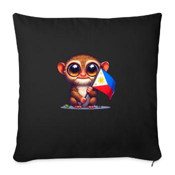 Tarsier with Philippine flag - Sofa pillowcase 17,3'' x 17,3'' (45 x 45 cm) - black - Front