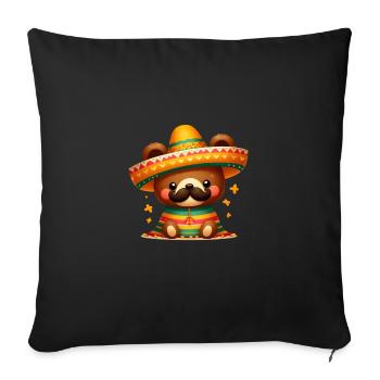 Cinco de Mayo Bear with Mustache - Sofa pillowcase 17,3'' x 17,3'' (45 x 45 cm) - black - Front