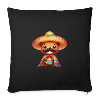 Cinco de Mayo Bear with Mustache - Sofa pillowcase 17,3'' x 17,3'' (45 x 45 cm) - black - Front