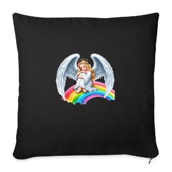 Angel on rainbow - Sofa pillowcase 17,3'' x 17,3'' (45 x 45 cm) - black - Front