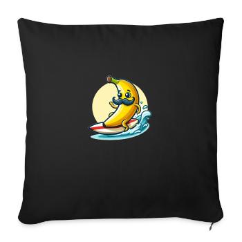 Surfing banana with mustache - Sofa pillowcase 17,3'' x 17,3'' (45 x 45 cm) - black - Front
