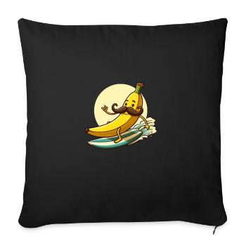 Surfing banana with mustache - Sofa pillowcase 17,3'' x 17,3'' (45 x 45 cm) - black - Front