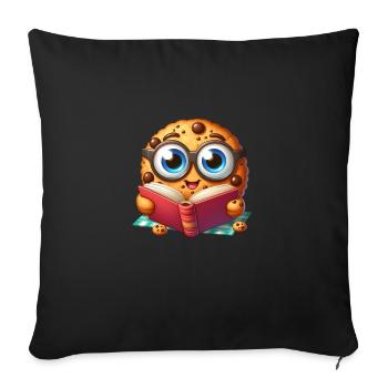 Cookie liest Buch - Sofakissenbezug 45 x 45 cm - Schwarz - Vorne