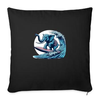 Surfing elephant - Sofa pillowcase 17,3'' x 17,3'' (45 x 45 cm) - black - Front