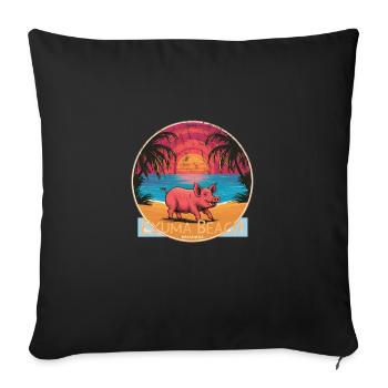 Pig in the Exuma Bahamas sunset - Sofa pillowcase 17,3'' x 17,3'' (45 x 45 cm) - black - Front