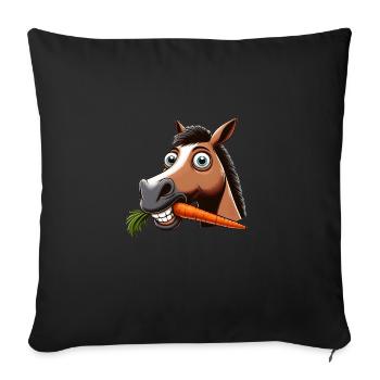 Enjoying horse moment - Sofa pillowcase 17,3'' x 17,3'' (45 x 45 cm) - black - Front