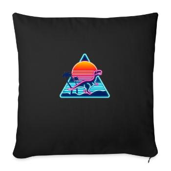 Retro Dinosaur in 80s Triangle - Sofa pillowcase 17,3'' x 17,3'' (45 x 45 cm) - black - Front