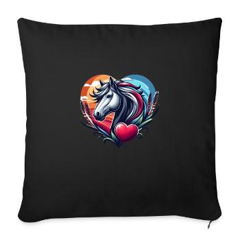 Horse Head Heart Horse Lover - Sofa pillowcase 17,3'' x 17,3'' (45 x 45 cm) - black - Front
