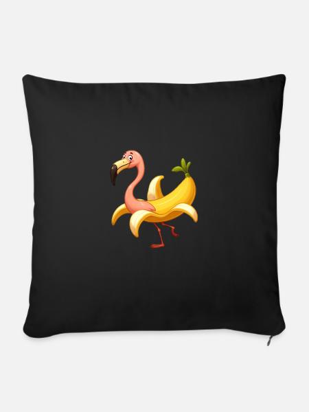 Bananen Flamingo - Pudebetræk 45 x 45 cm - sort