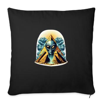 Alien head in pyramid - Sofa pillowcase 17,3'' x 17,3'' (45 x 45 cm) - black - Front
