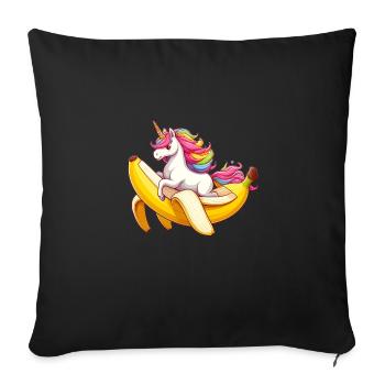 Einhorn reitet Banane - Sofakissenbezug 45 x 45 cm - Schwarz - Vorne