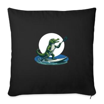 Crocodile doing stand-up paddling - Sofa pillowcase 17,3'' x 17,3'' (45 x 45 cm) - black - Front