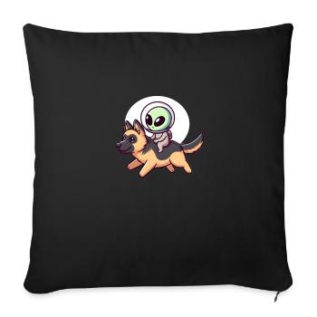 Alien on German Shepherd - Sofa pillowcase 17,3'' x 17,3'' (45 x 45 cm) - black - Front