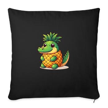 Pineapple Crocodile - Sofa pillowcase 17,3'' x 17,3'' (45 x 45 cm) - black - Front
