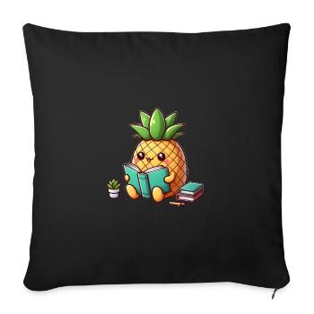 Reading pineapple - Sofa pillowcase 17,3'' x 17,3'' (45 x 45 cm) - black - Front