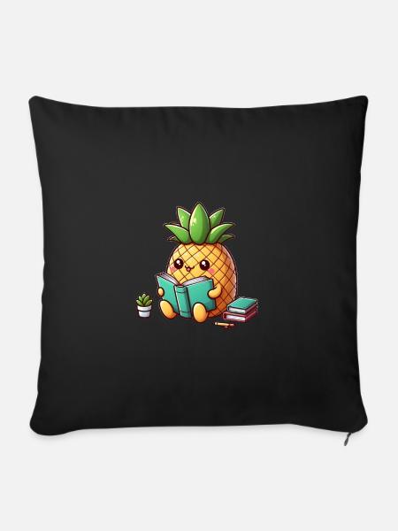 Lesende Ananas - Sofakissenbezug 45 x 45 cm - Schwarz