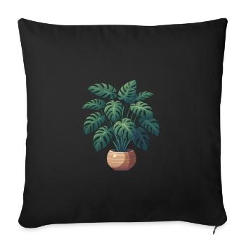Beautiful Monstera Plant - Sofa pillowcase 17,3'' x 17,3'' (45 x 45 cm) - black - Front