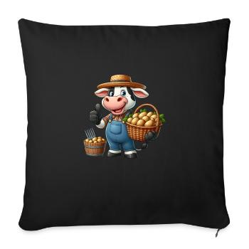 Harvest cow Fresh potatoes from the field - Sofa pillowcase 17,3'' x 17,3'' (45 x 45 cm) - black - Front